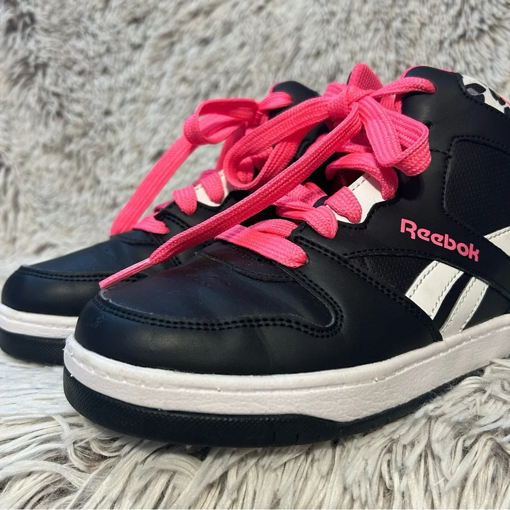 Reebok X Heelys High Top‎ Shoe Youth 4 Womens 6 Black Pink Leopard NO WHEELS